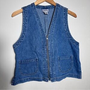 Vintage Blue Denim Vest with Pockets
